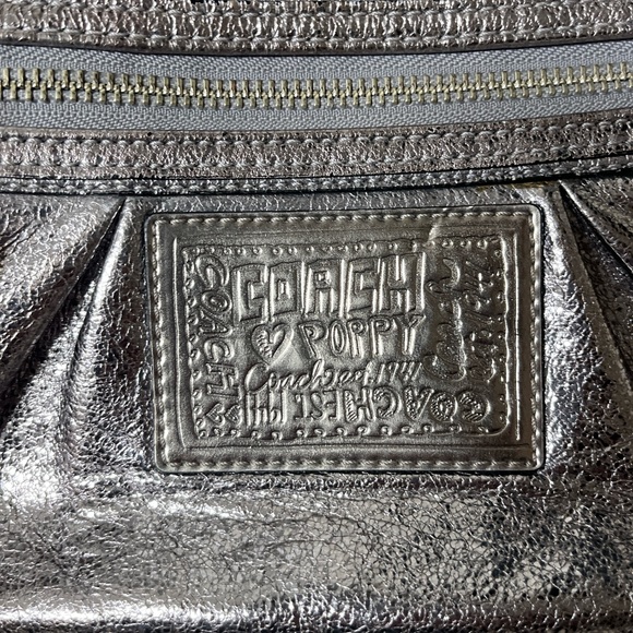 Coach Poppy Gunmetal Wristlet, EUC, clean bright interior, tag inside, 8 x5”
